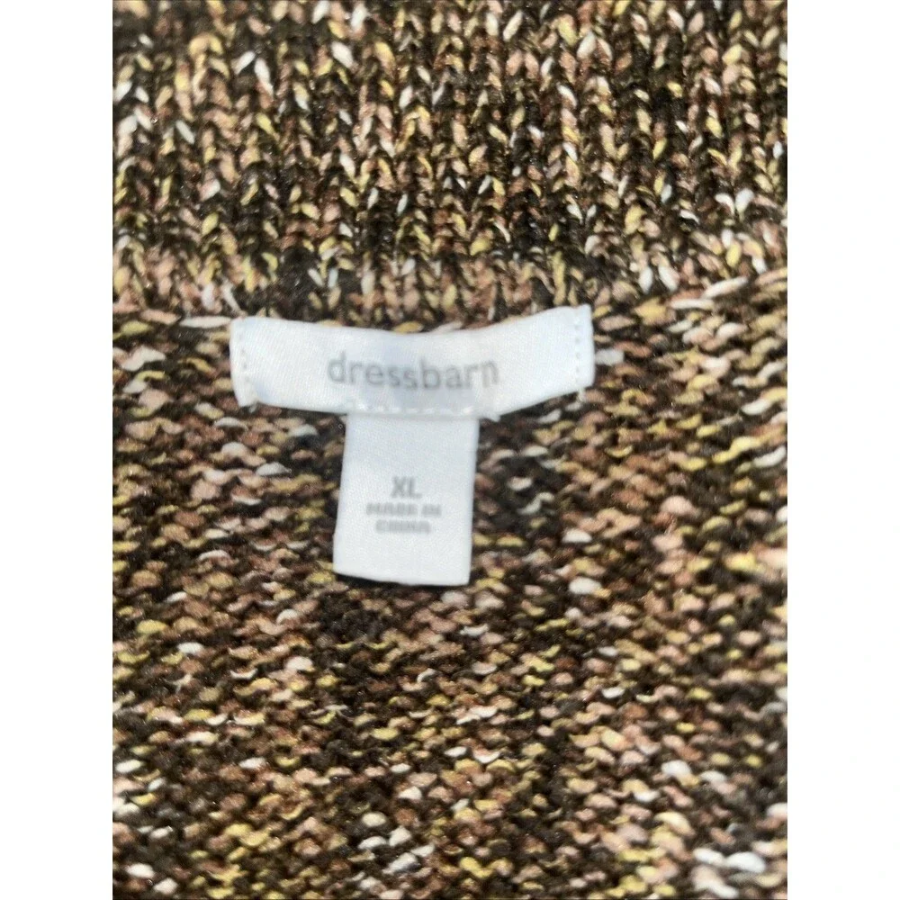 Dressbarn Women’s Brown Gold Marmeled Knit Cardigan Size XL Y2K Retro 3 Buttons